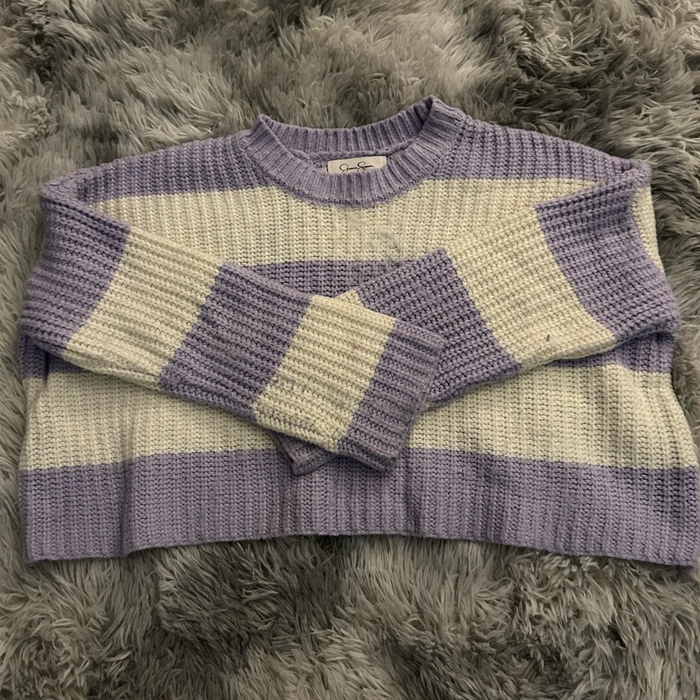Jessica Simpson Lavender and Cream Striped Sweater